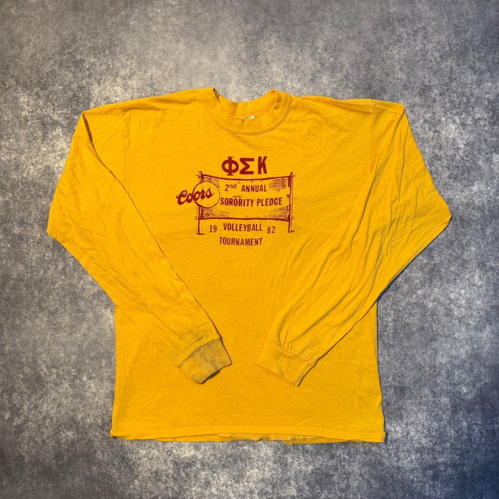 Vintage 1982 Coors Phi Sigma Kappa Sorority Pledge Volleyball Tournament Shirt L